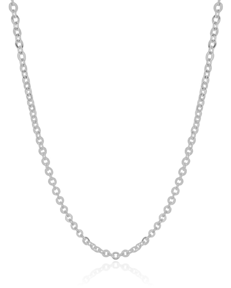 Gargantilha Elos Bailarina 3 mm Ródio Branco - 45 cm