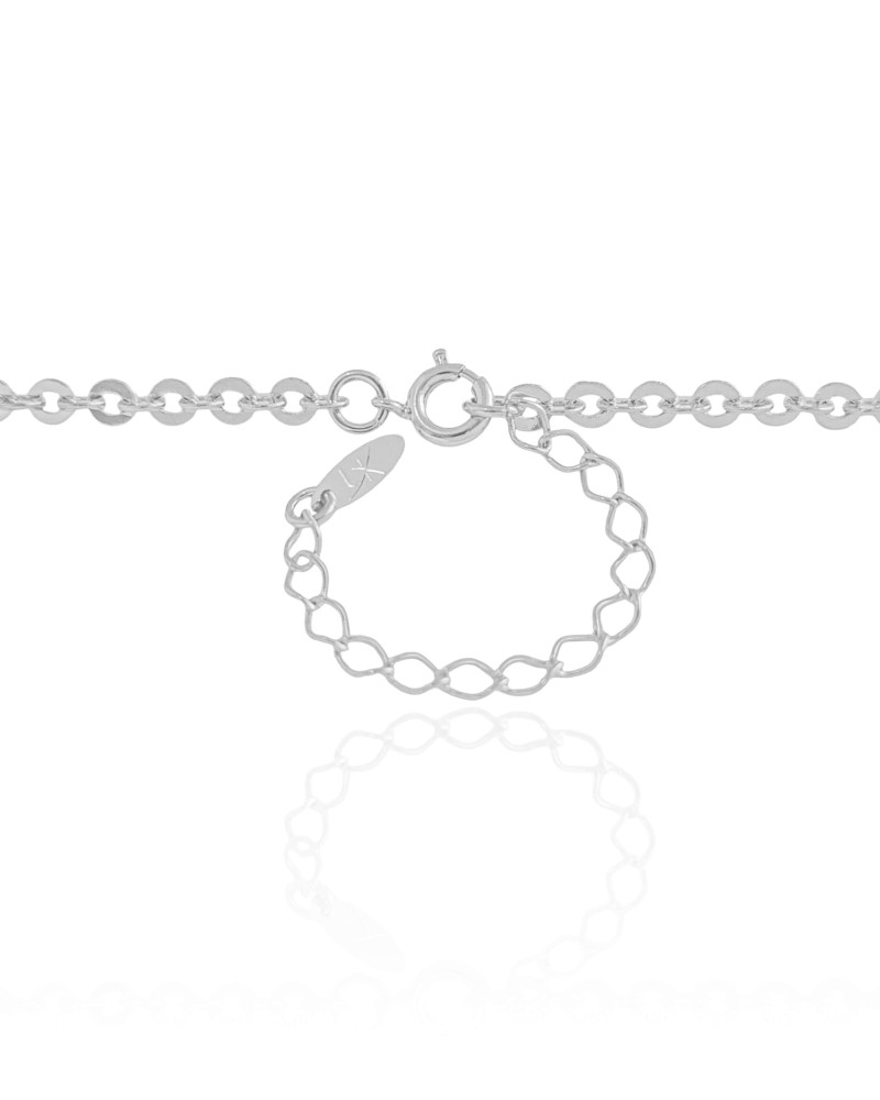 Gargantilha Elos Bailarina 3 mm Ródio Branco - 45 cm