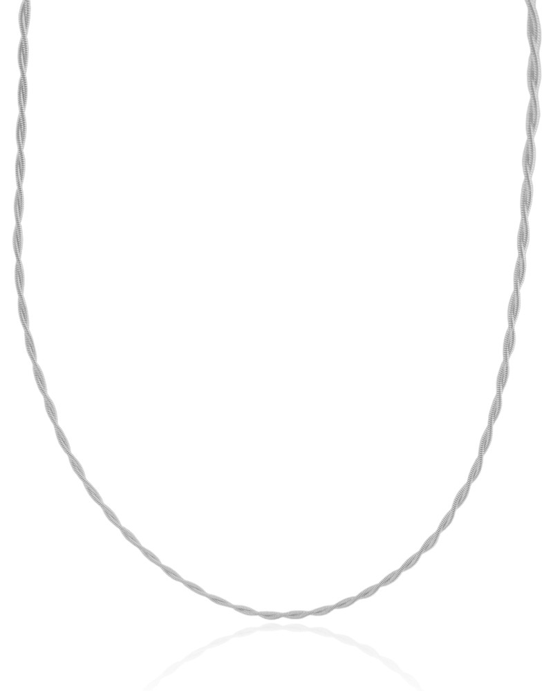 Gargantilha Corda Violão Torcida 2.5 mm Ródio Branco