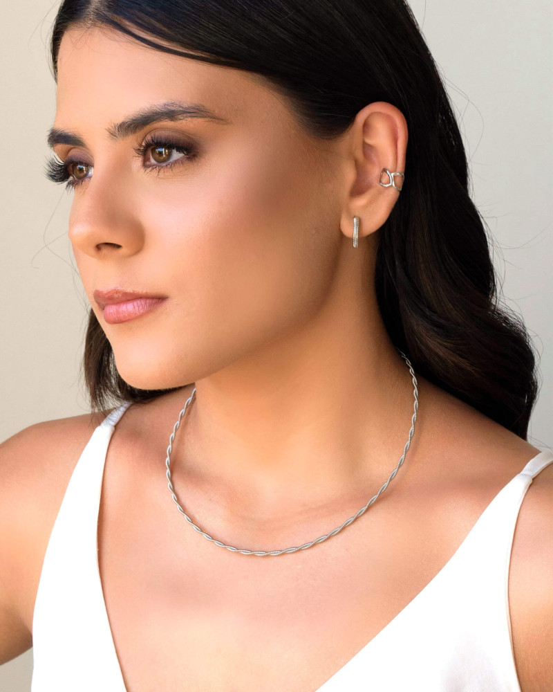 Gargantilha Corda Violão Torcida 2.5 mm Ródio Branco