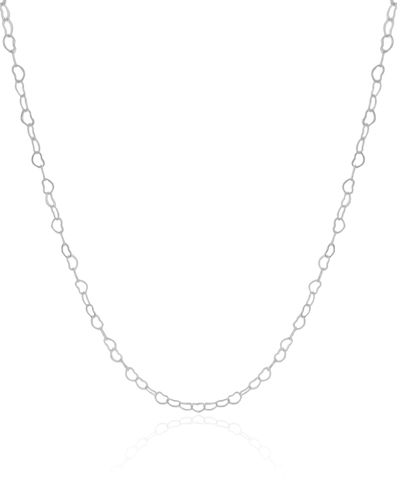 Choker Corações Vazados 3 mm Ródio Branco