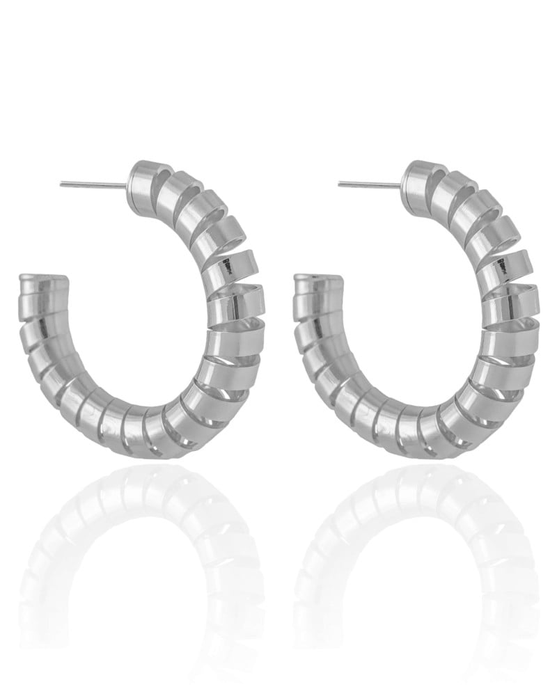 Brinco Argola Mola Lisa 4.0 cm Ródio Branco