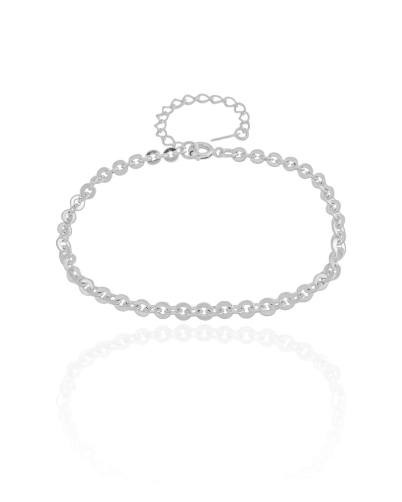 Pulseira Elos Ovais 3 mm Ródio Branco