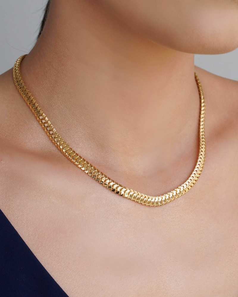 Gargantilha Malha Cobra 6 mm Banhado a Ouro 18K - 40 cm