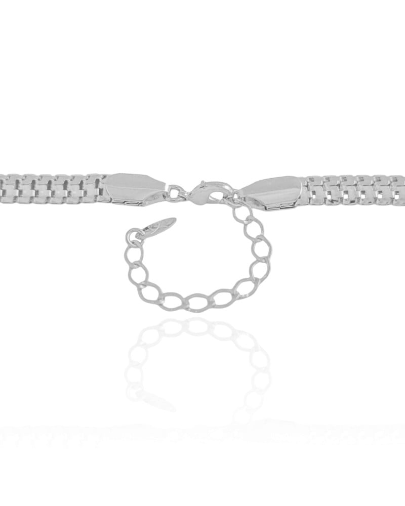 Gargantilha Malha Cobra 6 mm Ródio Branco - 40 cm