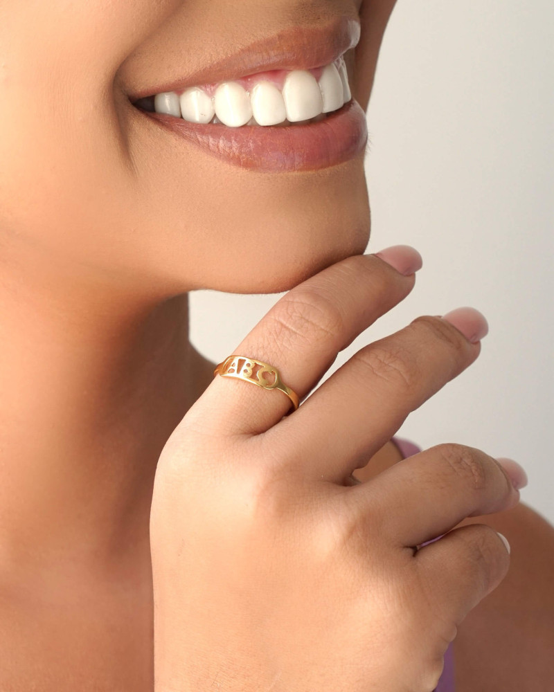 Anel Ajustável ABC Tamanho P Banhado a Ouro 18K