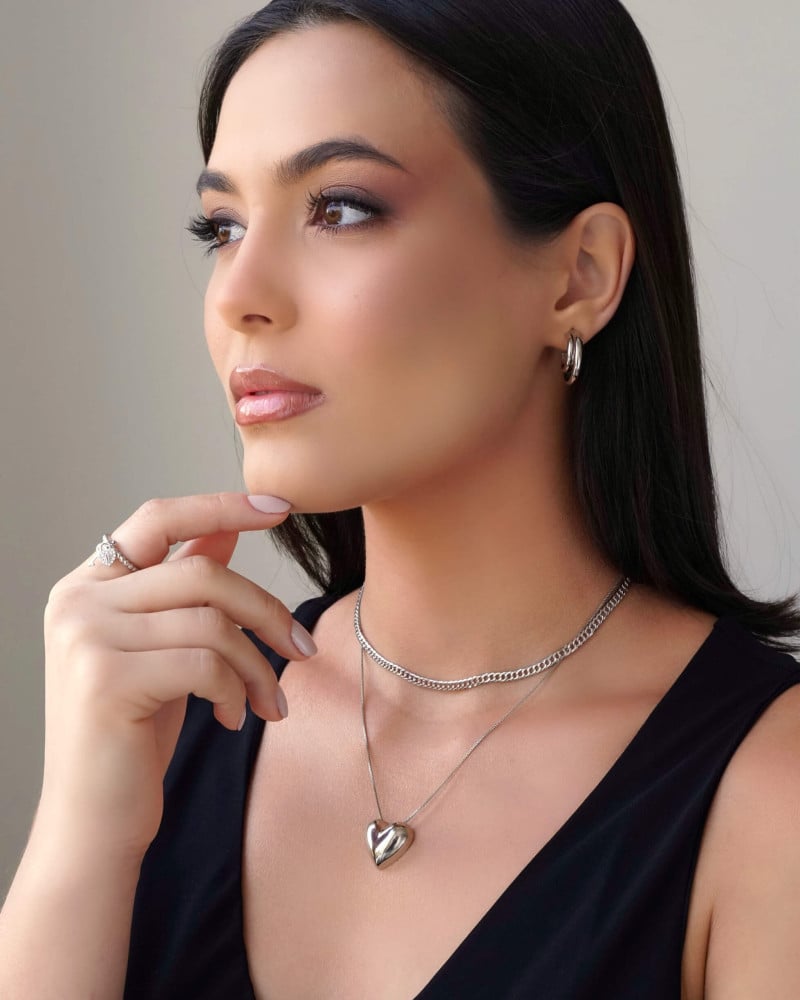 Anel Chave Coração Cravejado Cristal Tamanho 22 Ródio Branco