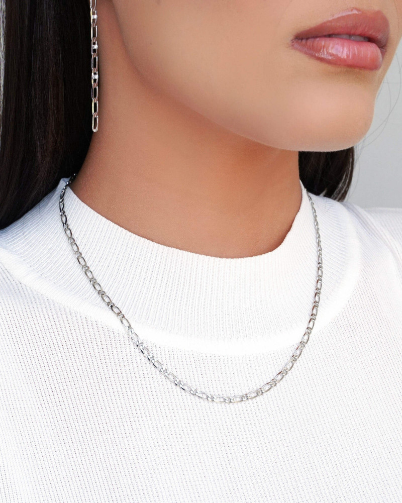 Gargantilha Elos 3 mm Ródio Branco - 40 cm