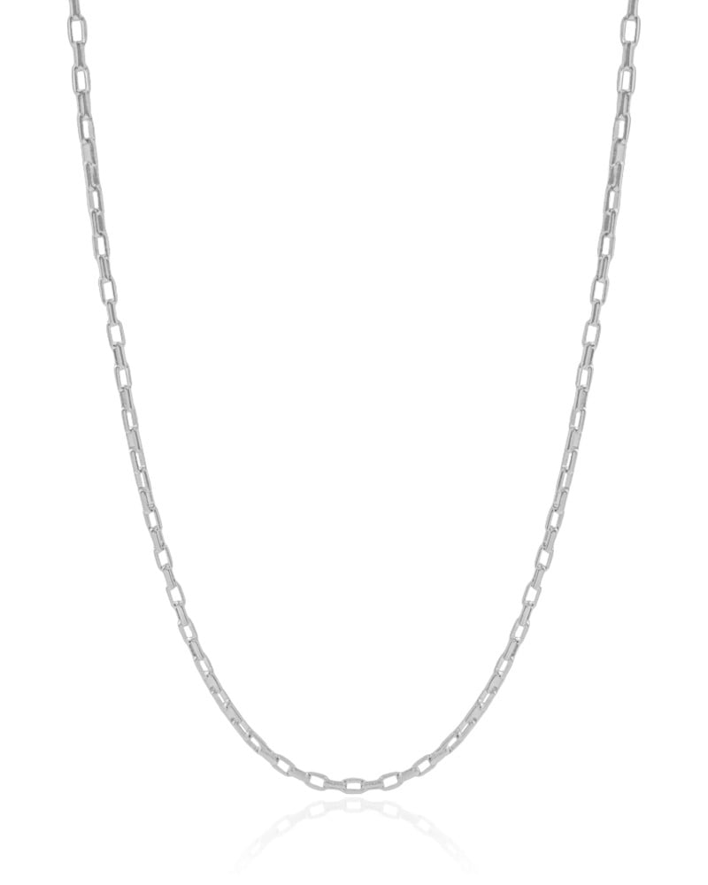 Gargantilha Elos Retos 2 mm Ródio Branco - 45 cm