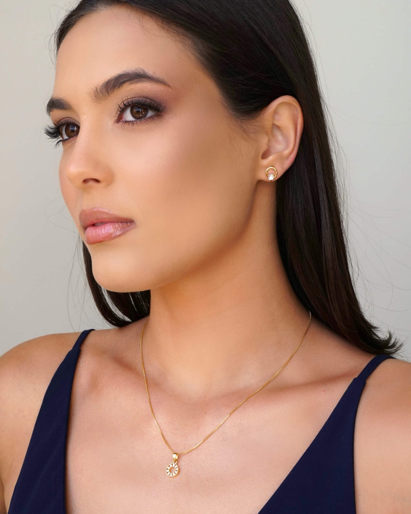 Gargantilha Veneziana Redondo Cravejado Cristal Banhado a Ouro 18K - 45 cm