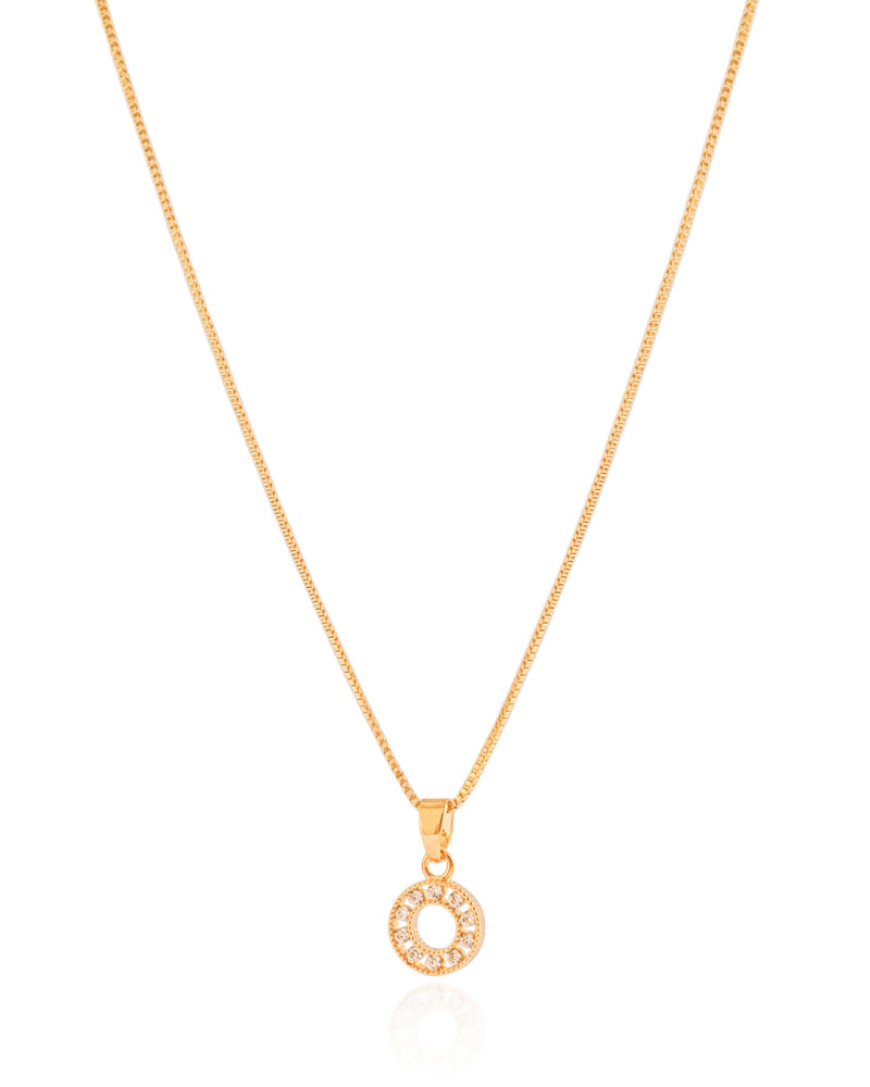 Gargantilha Veneziana Redondo Cravejado Cristal Banhado a Ouro 18K - 45 cm