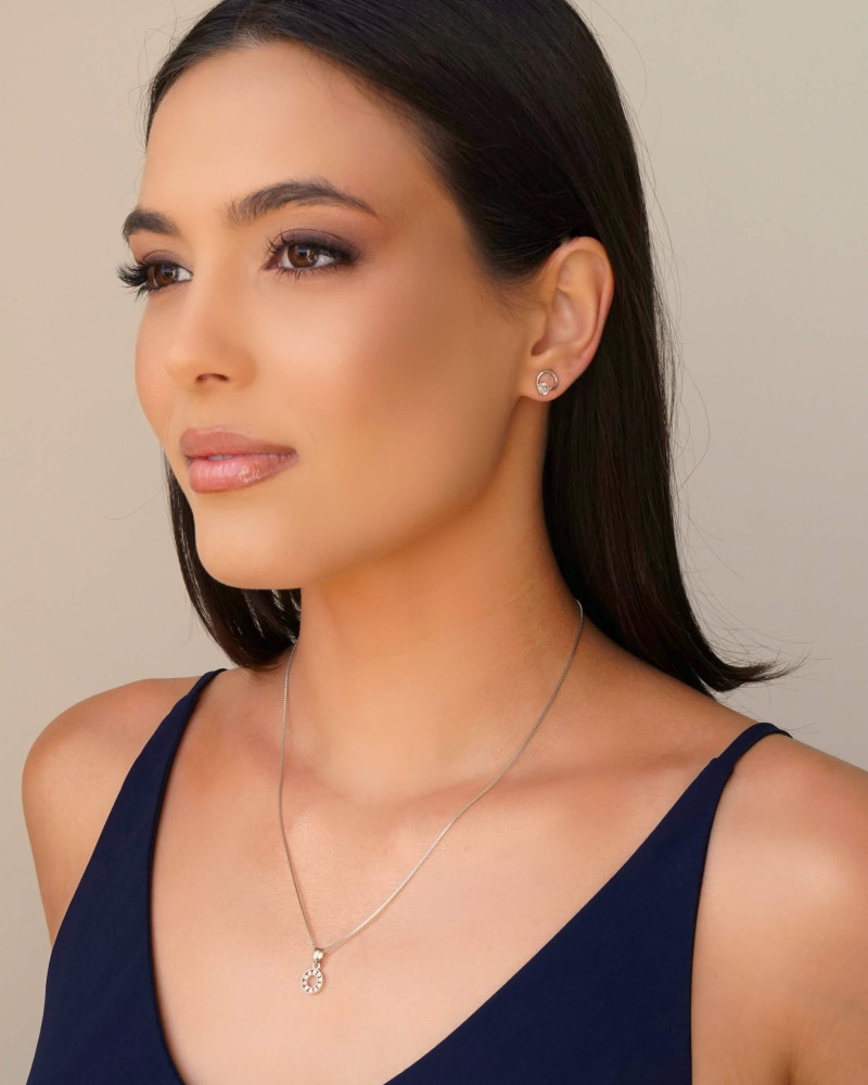 Gargantilha Veneziana Redondo Cravejado Cristal Ródio Branco - 45 cm