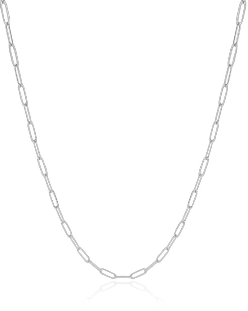 Gargantilha Elos Ovais 3 mm Ródio Branco - 45 cm