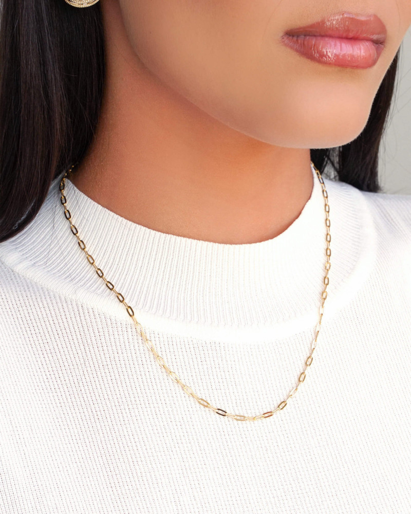 Gargantilha Elos Ovais 3 mm Banhado a Ouro 18K - 45 cm