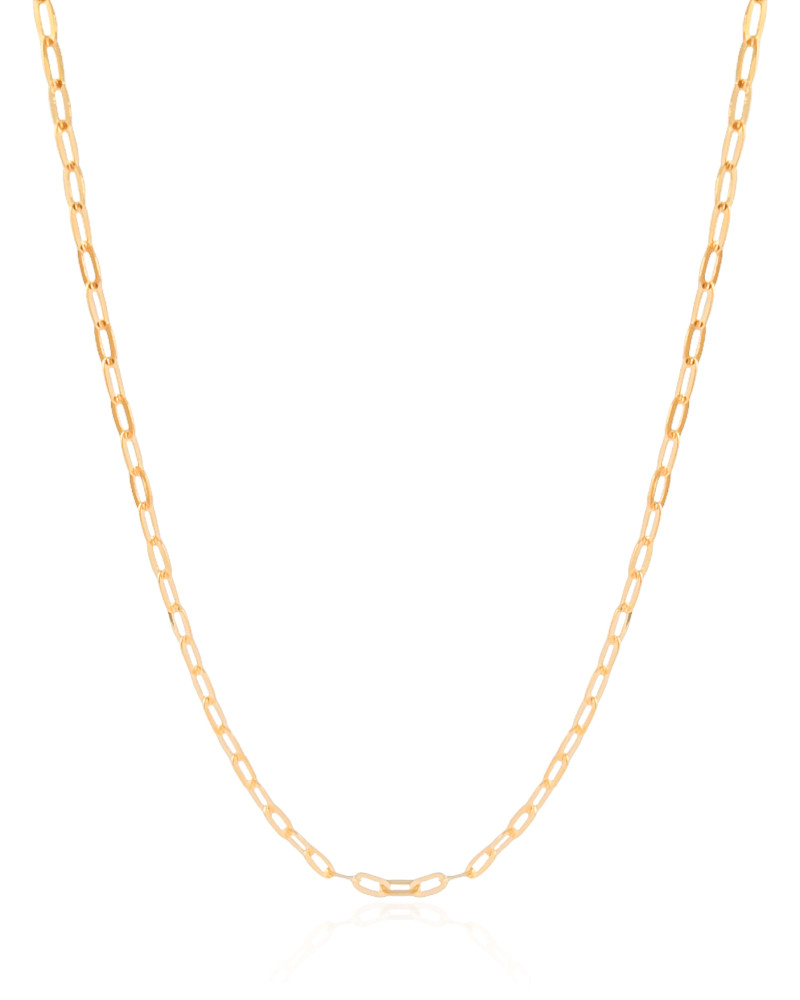 Gargantilha Elos Ovais 3 mm Banhado a Ouro 18K - 45 cm