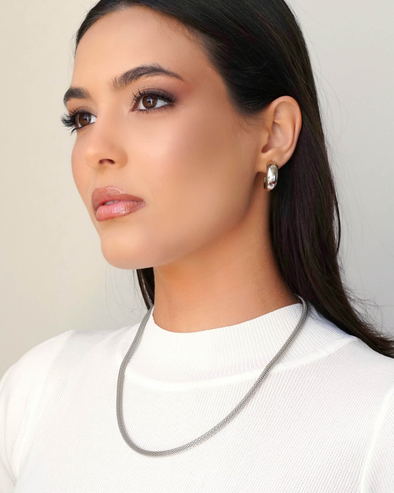 Brinco Argola Abaulada Lisa 2.2 cm Ródio Branco