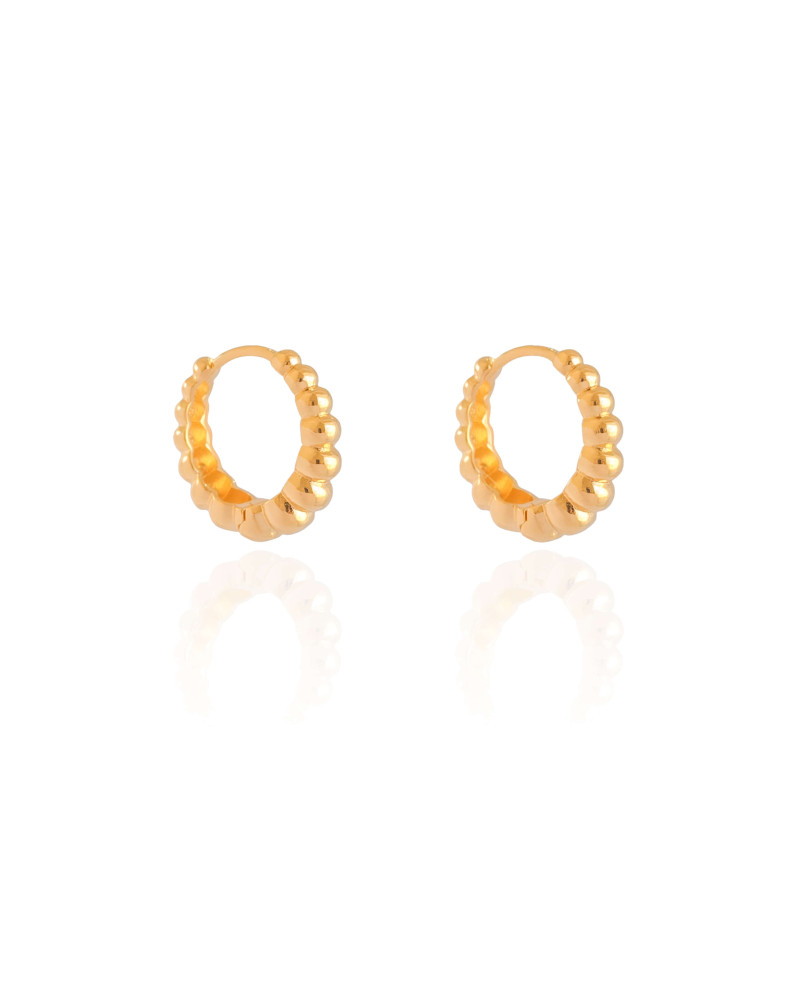 Brinco Argola Click Bolas Lisas 1.8 cm Banhado a Ouro 18K