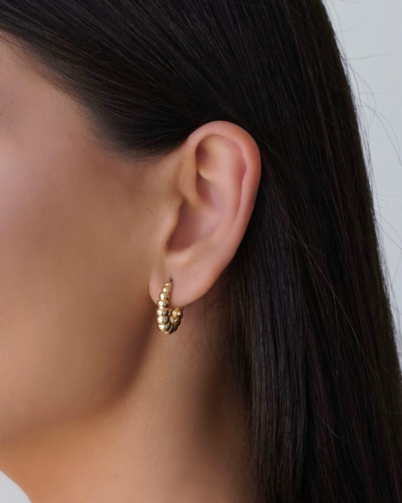 Brinco Argola Click Bolas Lisas 1.8 cm Banhado a Ouro 18K