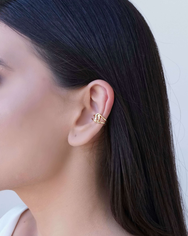 Piercing Filetes Entrelaçados Banhado a Ouro 18K