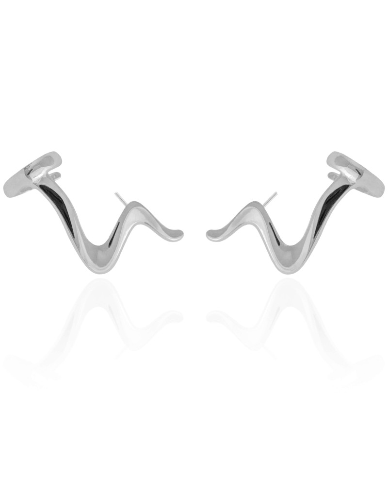 Ear Cuff Zig Zag Liso 3.2 cm Ródio Branco