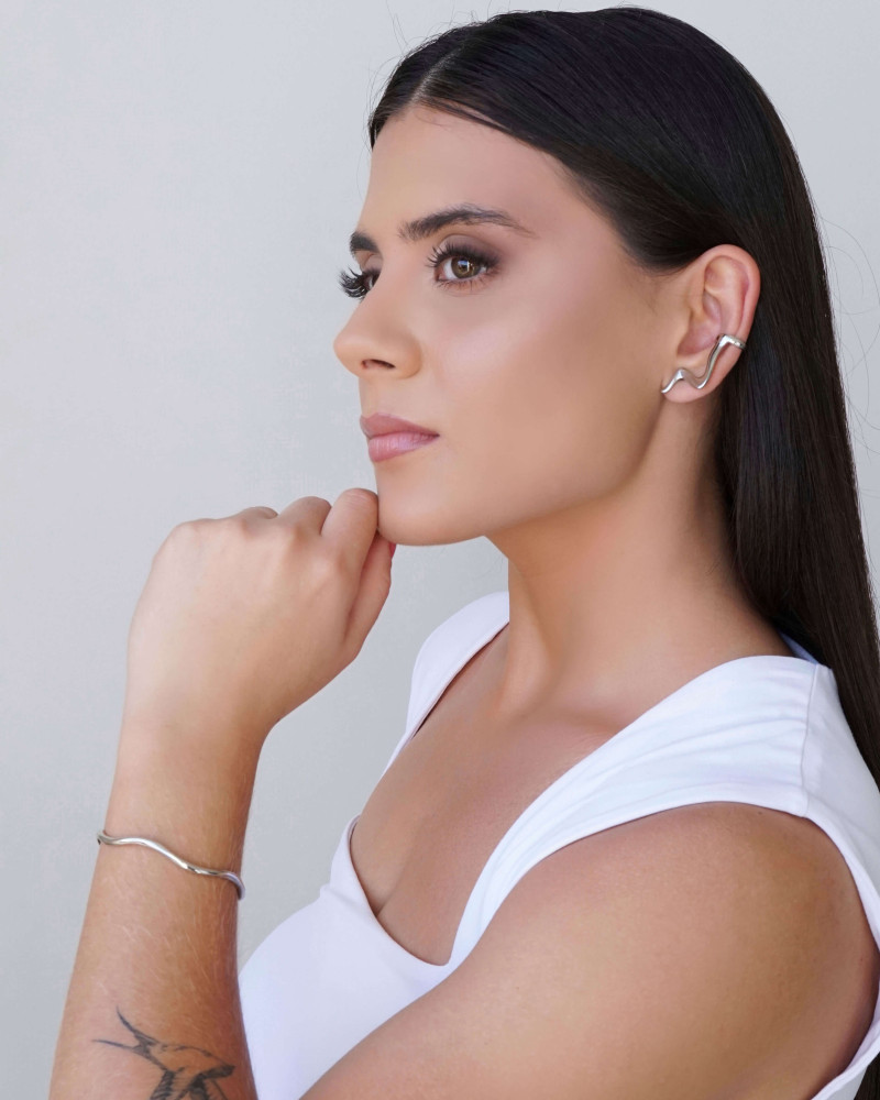 Ear Cuff Zig Zag Liso 3.2 cm Ródio Branco