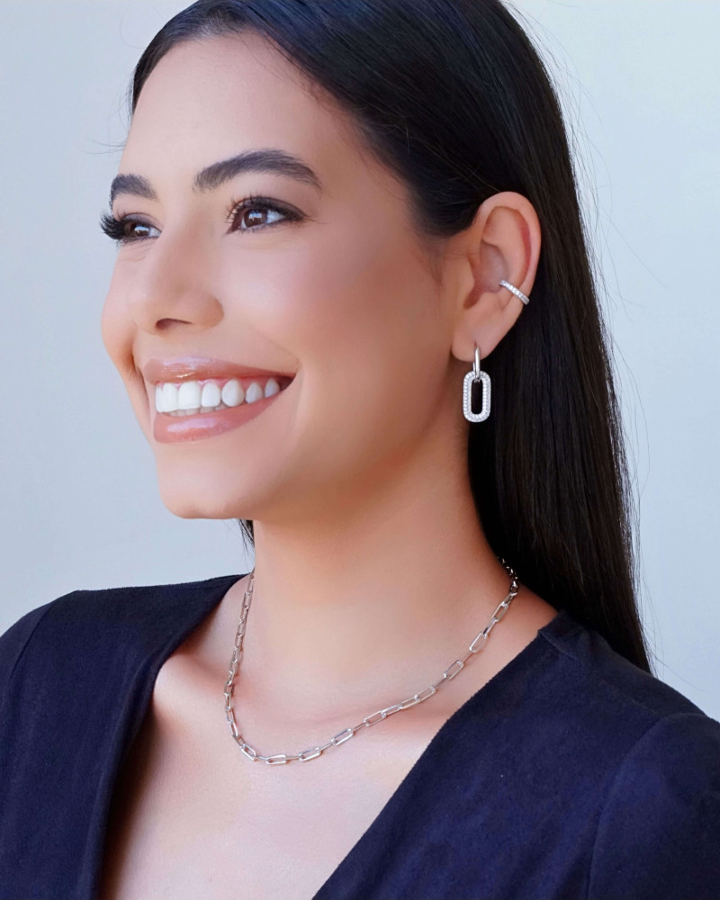 Gargantilha Elos Ovais 4 mm Ródio Branco - 40 cm