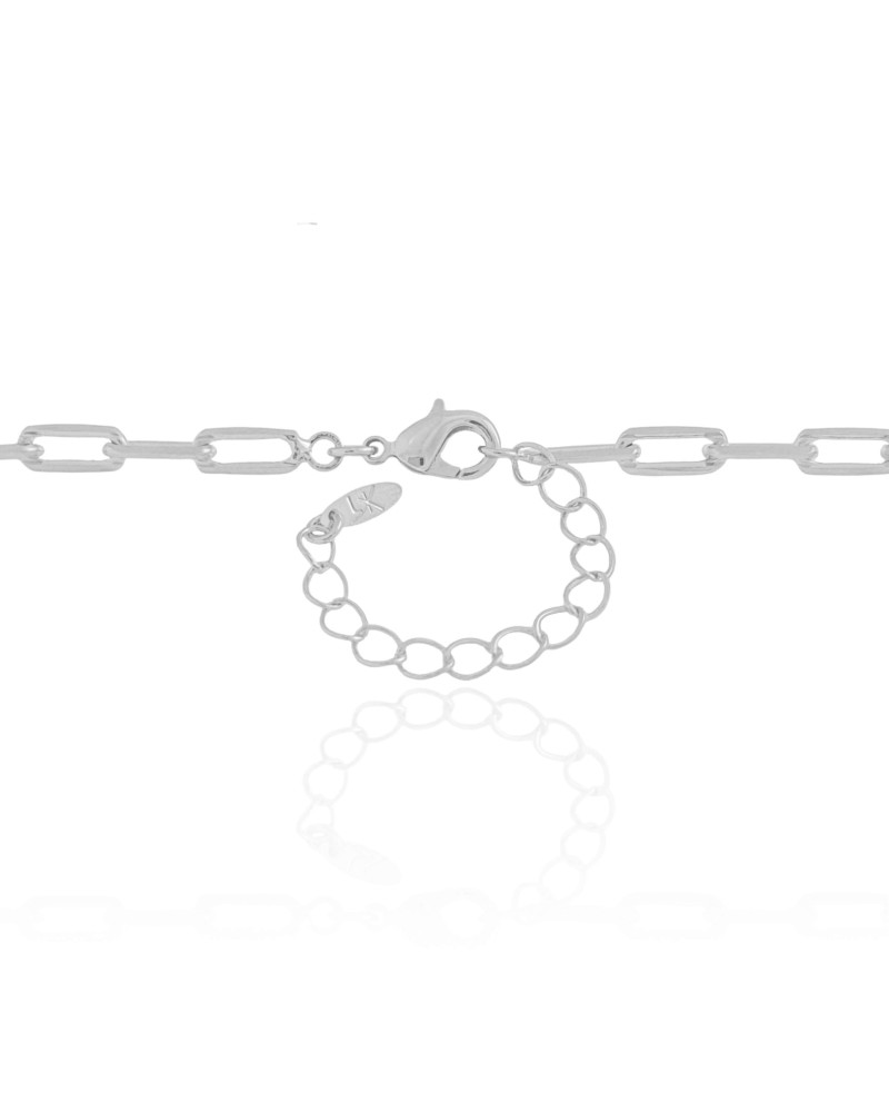 Gargantilha Elos Ovais 4 mm Ródio Branco - 40 cm