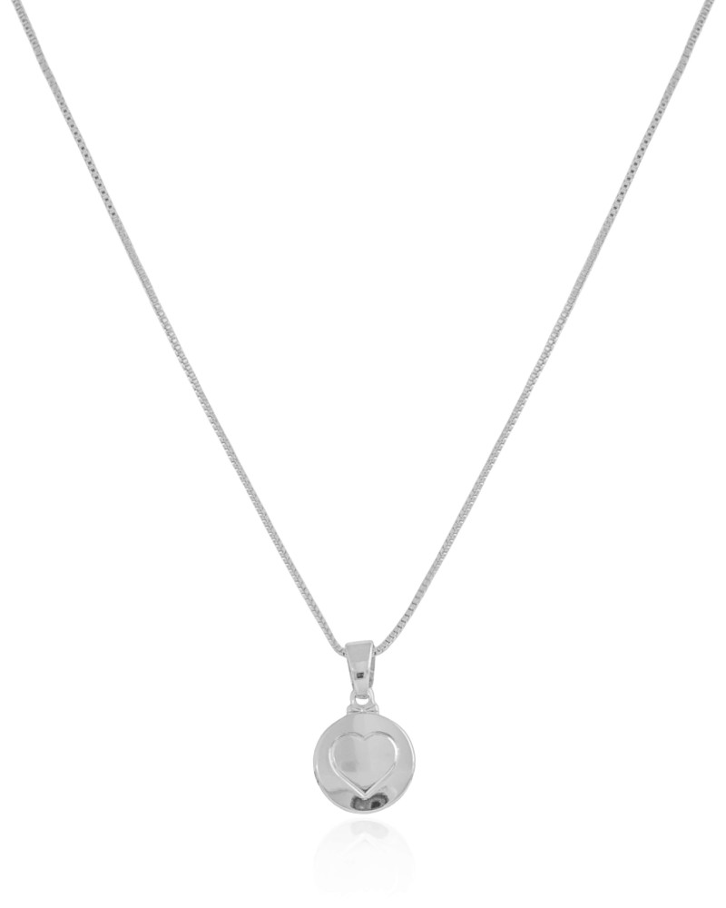 Gargantilha Veneziana Coração Liso Ródio Branco - 45 cm