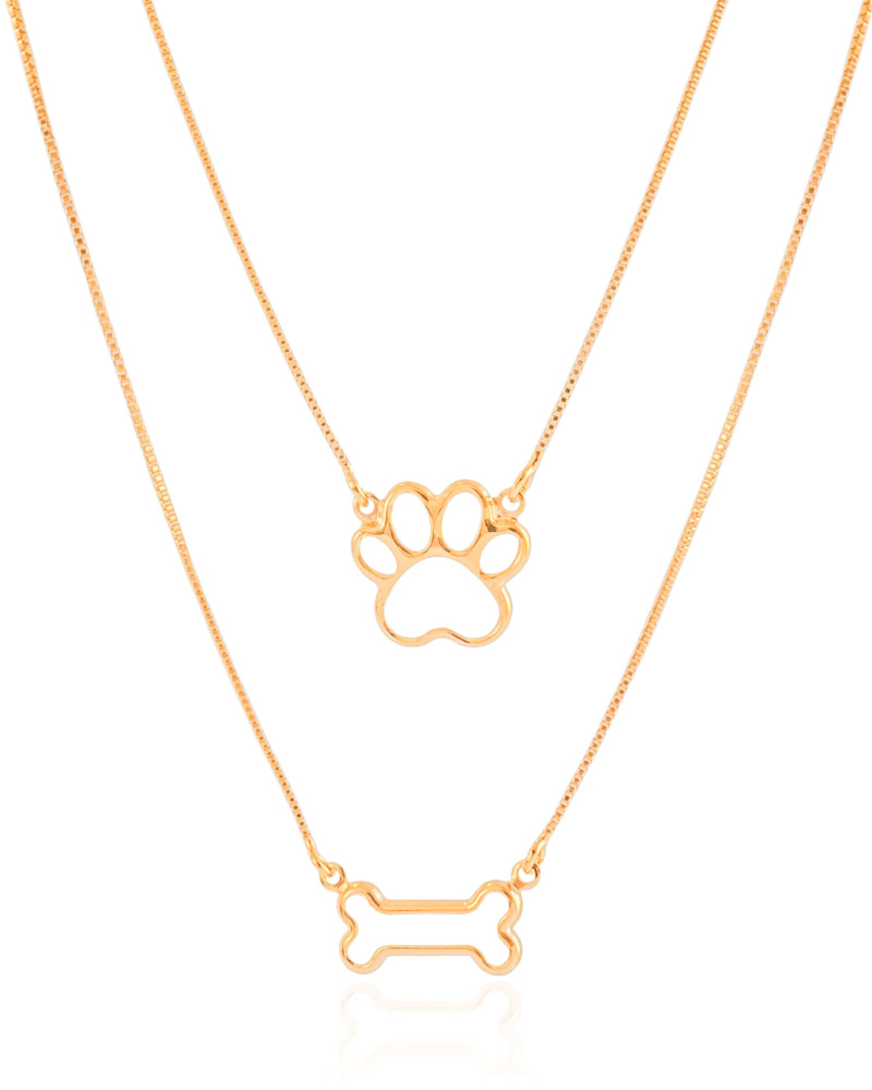 Gargantilha Veneziana Dupla Pet Banhado a Ouro 18K