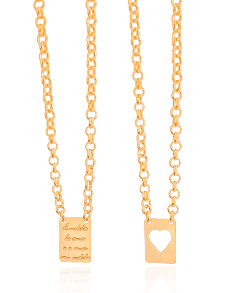 Escapulário A Medida do Amor e o Amor Sem Medidas Banhado a Ouro 18K