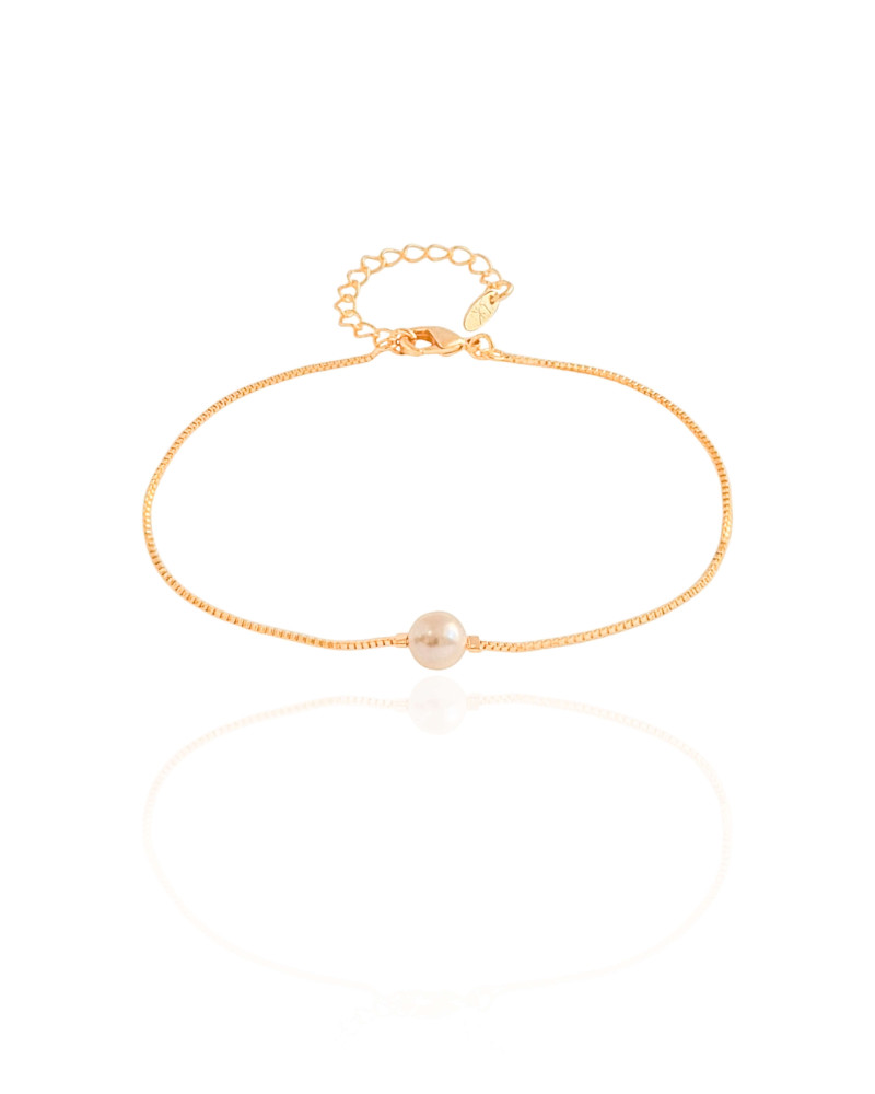 Pulseira Veneziana Pérola 6 mm Banhado a Ouro 18K