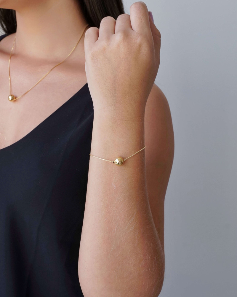 Pulseira Veneziana Bola Lisa 10 mm Banhado a Ouro 18K