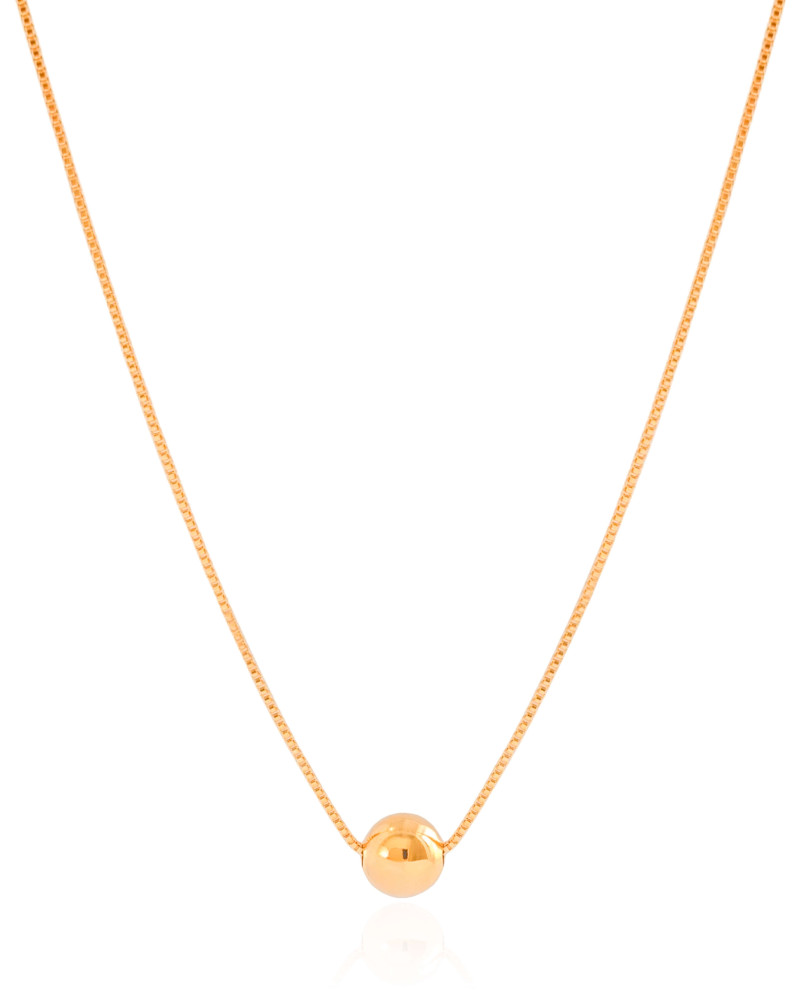 Gargantilha Veneziana Bola Lisa 8 mm Banhado a Ouro 18K - 45 cm