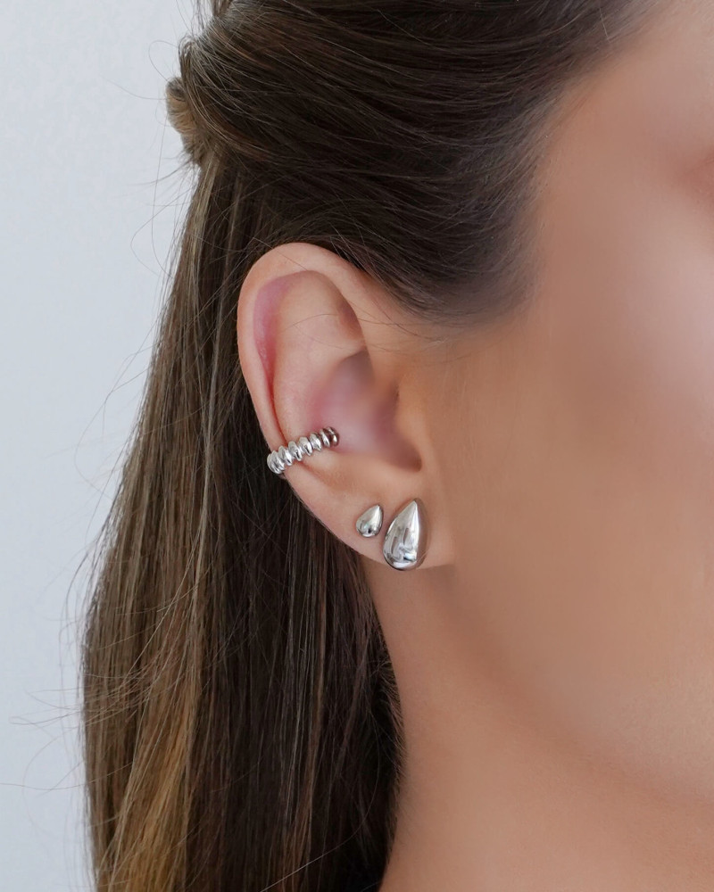 Brinco Gota Lisa 1.3 cm Ródio Branco