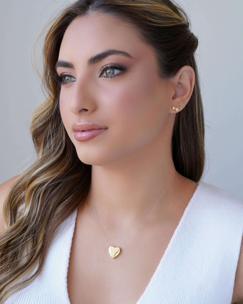 Gargantilha Nylon Coração Liso 1.5 cm Banhado a Ouro 18K - 40 cm