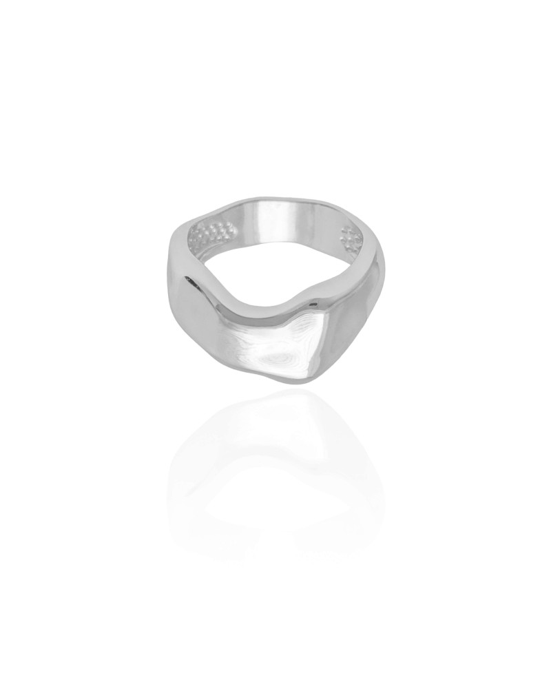 Anel Orgânico Liso Tamanho 18 Ródio Branco