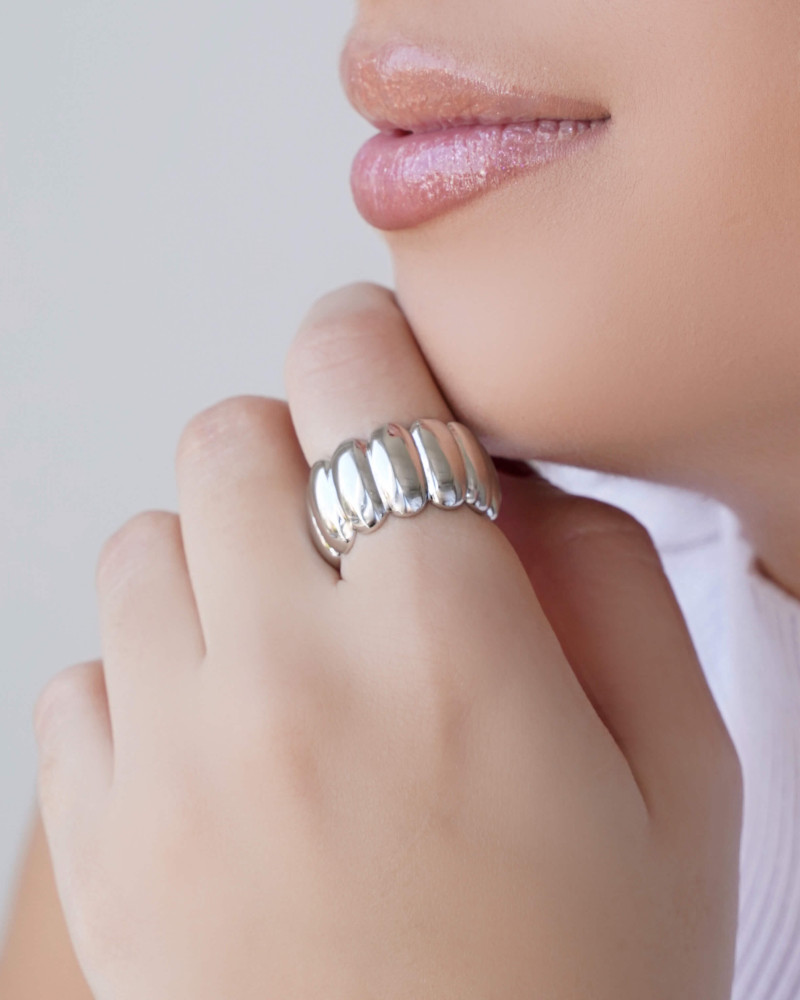 Anel Gomos Lisos Tamanho 13 Ródio Branco