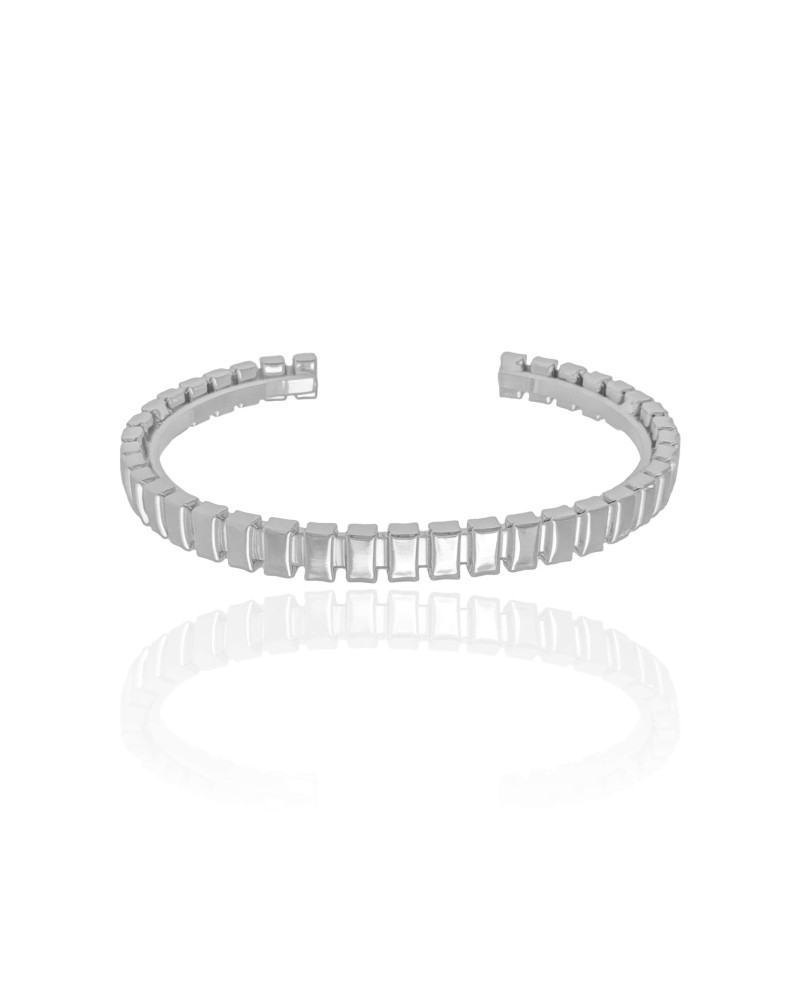 Bracelete Tratorado 6 mm Ródio Branco