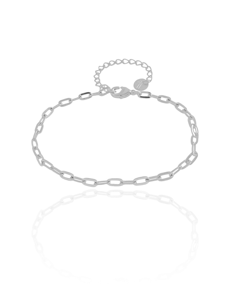 Pulseira Elos Ovais 3 mm Ródio Branco