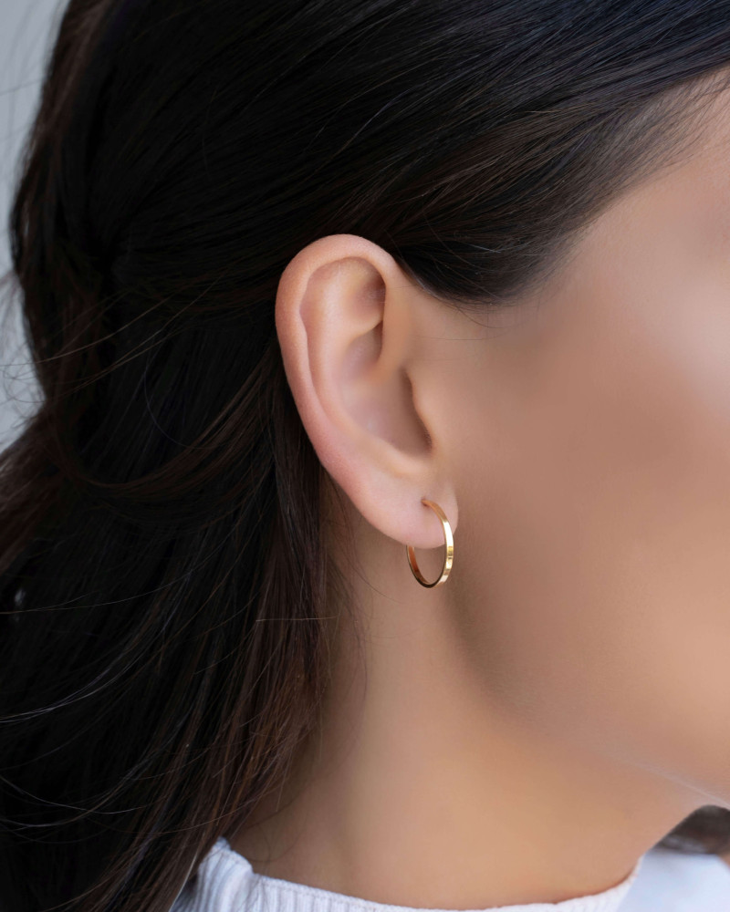 Brinco Argola Reta Lisa 1.7 cm Banhado a Ouro 18K