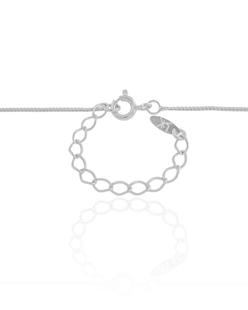 Gargantilha Veneziana Letra V Cravejada Cristal Ródio Branco - 45 cm