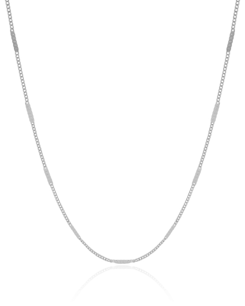 Gargantilha Grumet Achatada Ródio Branco - 45 cm