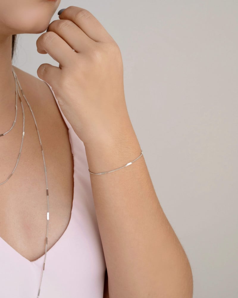 Pulseira Grumet Achatada Ródio Branco