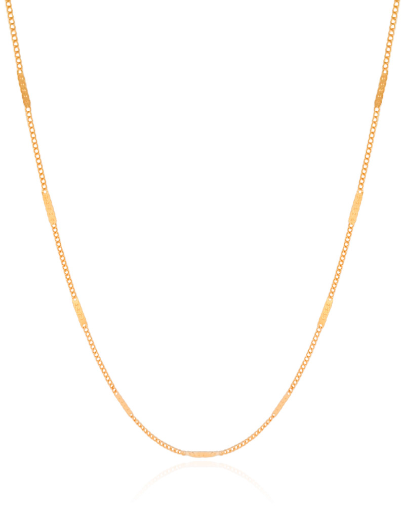 Gargantilha Longa Grumet Achatada Banhado a Ouro 18K - 80 cm