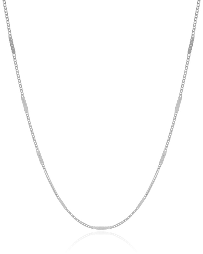 Gargantilha Longa Grumet Achatada Ródio Branco - 80 cm