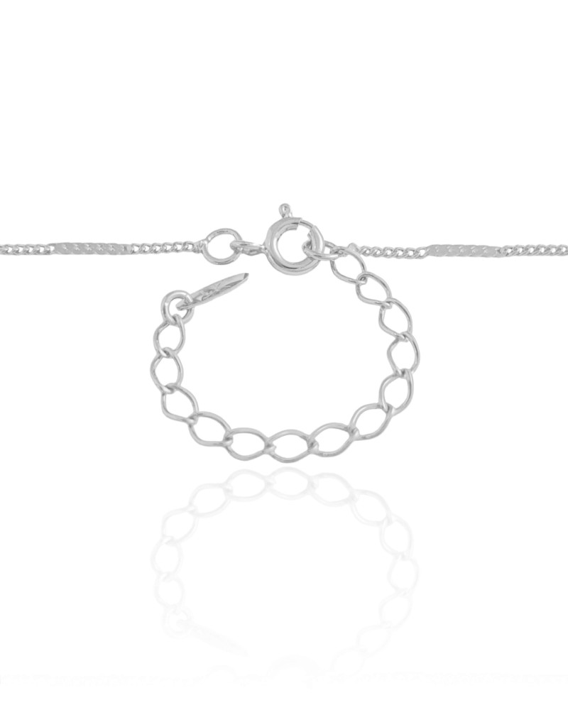 Gargantilha Longa Grumet Achatada Ródio Branco - 80 cm