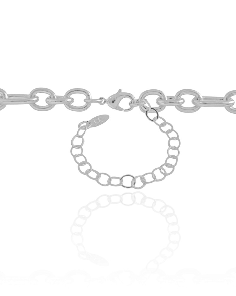 Gargantilha Elos Ovais 8 mm Ródio Branco - 45 cm