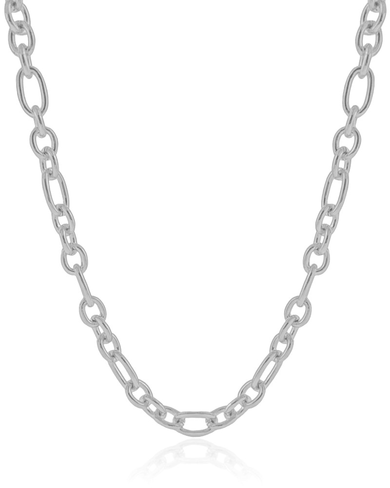 Gargantilha Elos Ovais 8 mm Ródio Branco - 45 cm