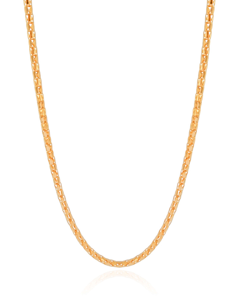 Gargantilha Malha Oca 3 mm Banhado a Ouro 18K - 45 cm