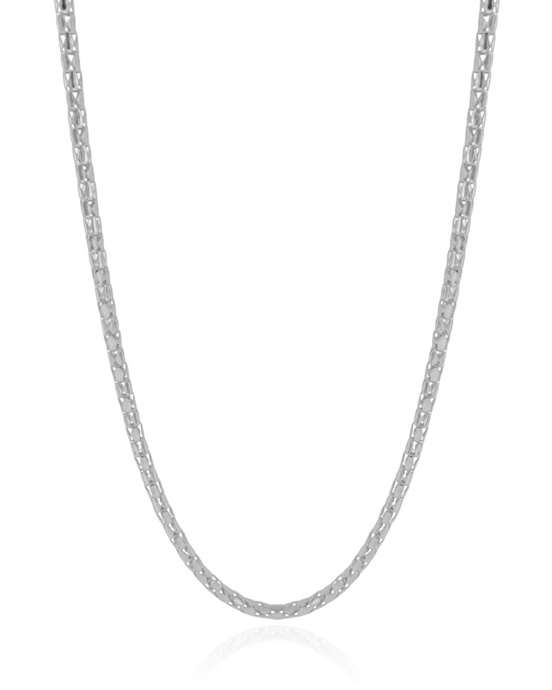 Gargantilha Malha Oca 3 mm Ródio Branco - 45 cm